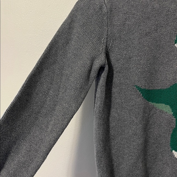 CREWCUTS Cotton Knit Dinosaur Crewneck Sweater Gray Green T-Rex Boys Medium - Picture 5 of 7